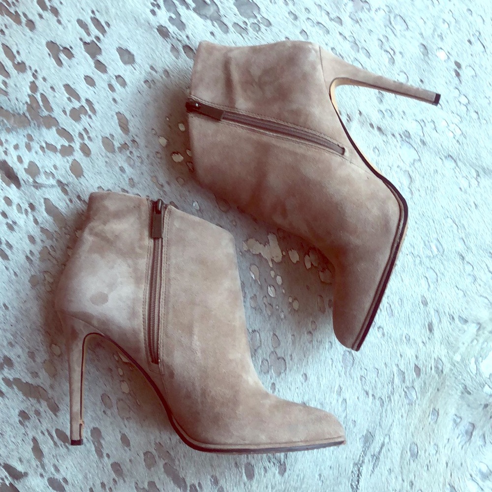 Tan suede booties
